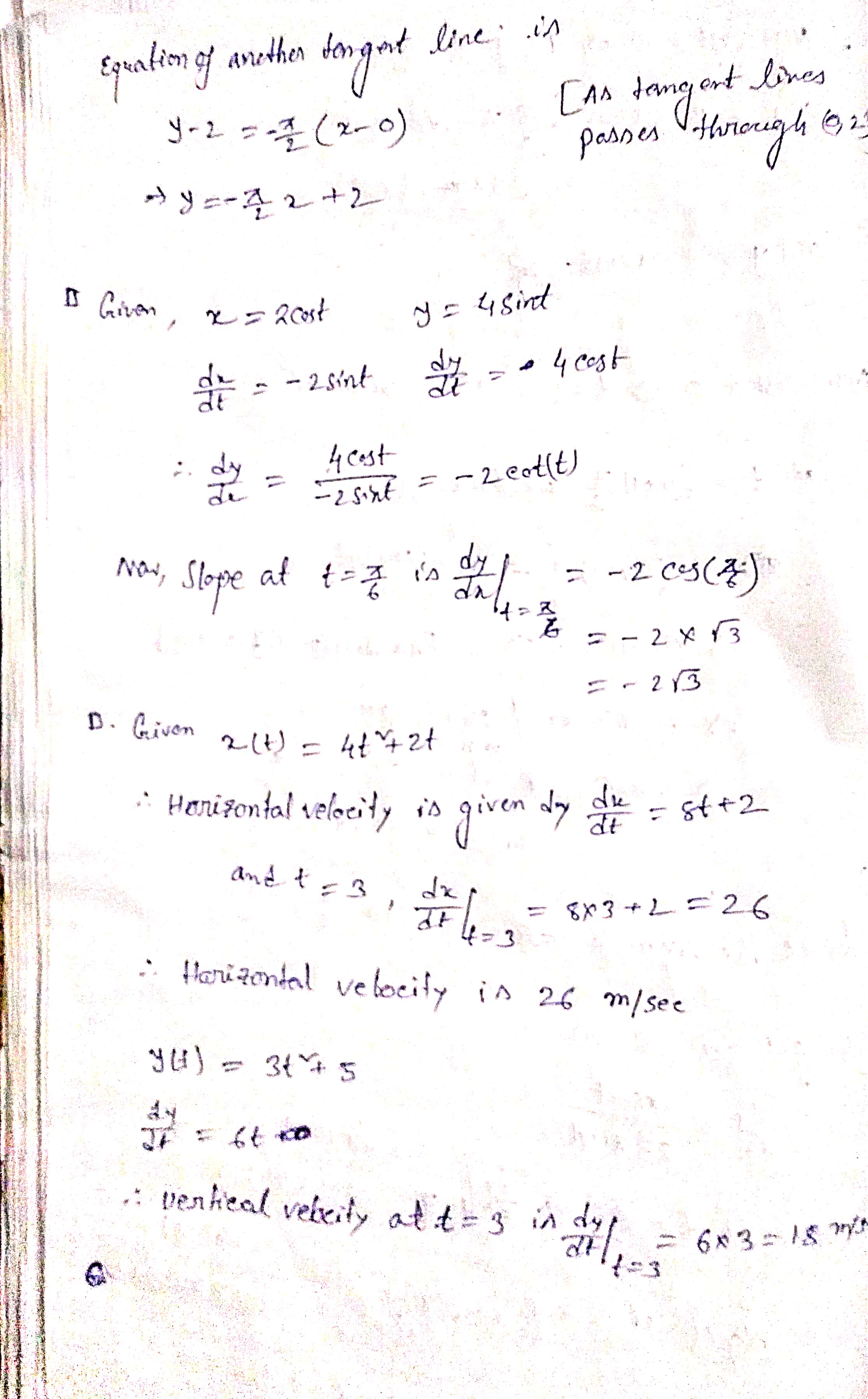 curve given by { m=t3+4t y=t2+2t where the tangent line is horizontal.