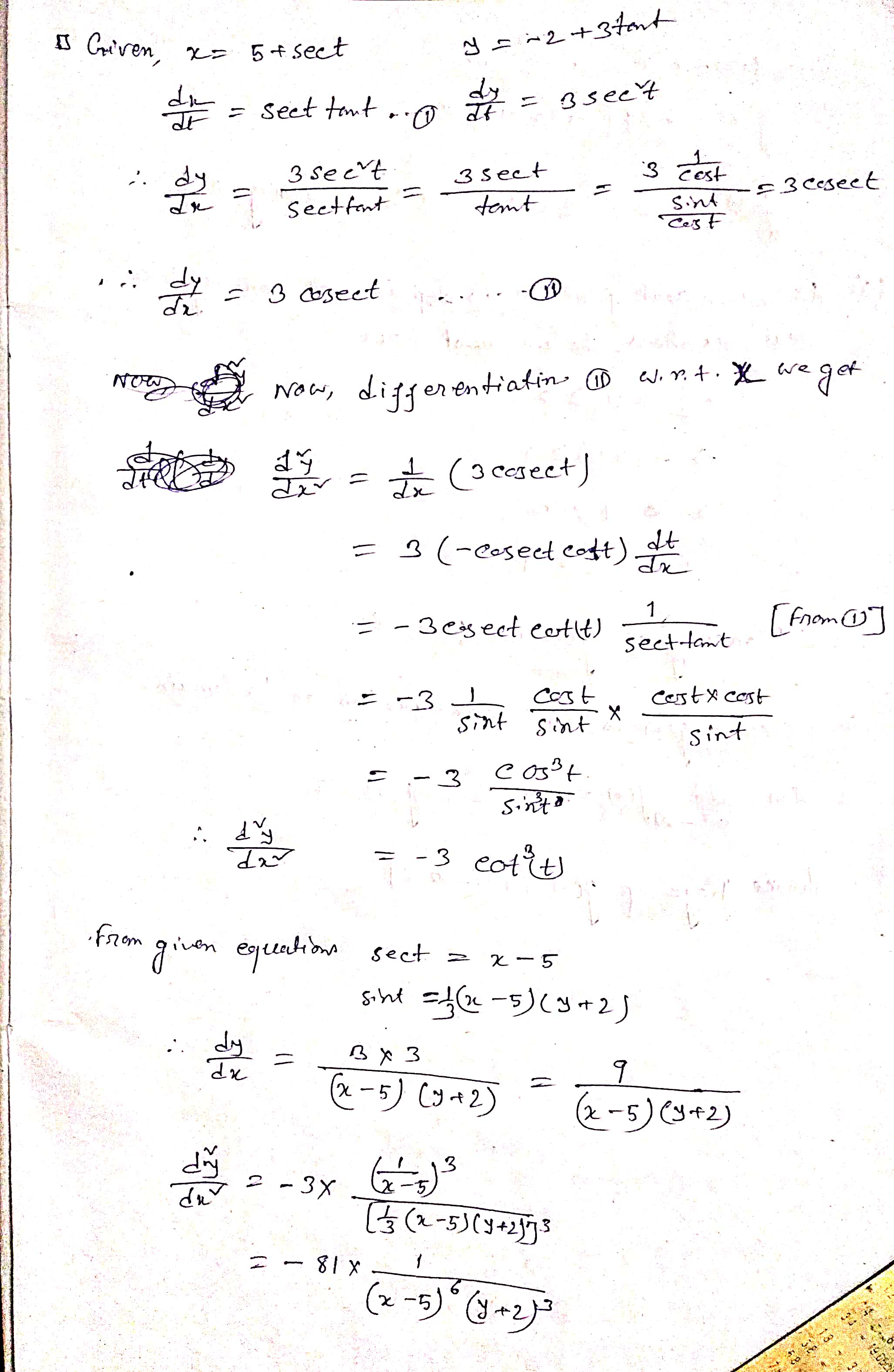 The parametric curve defined by m:2t7r-sin(t) y=27r-cos(t) is shown above. The curve