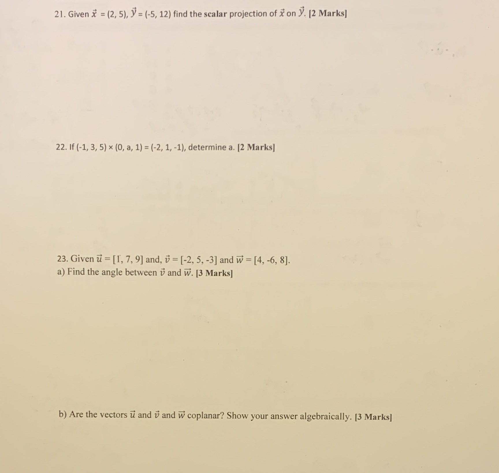 21. Given x = (2, 5), y = (-5, 12) find