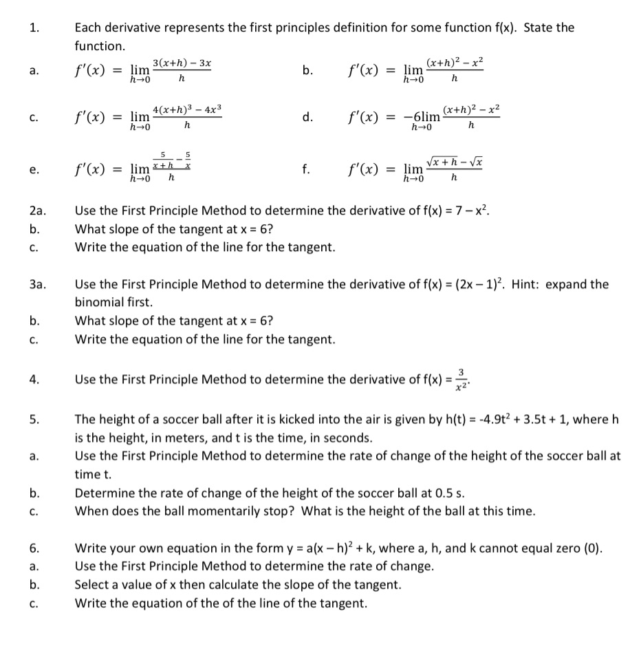 2a. 3a. l" ran-9:91 Each derivative represents the first principles definition