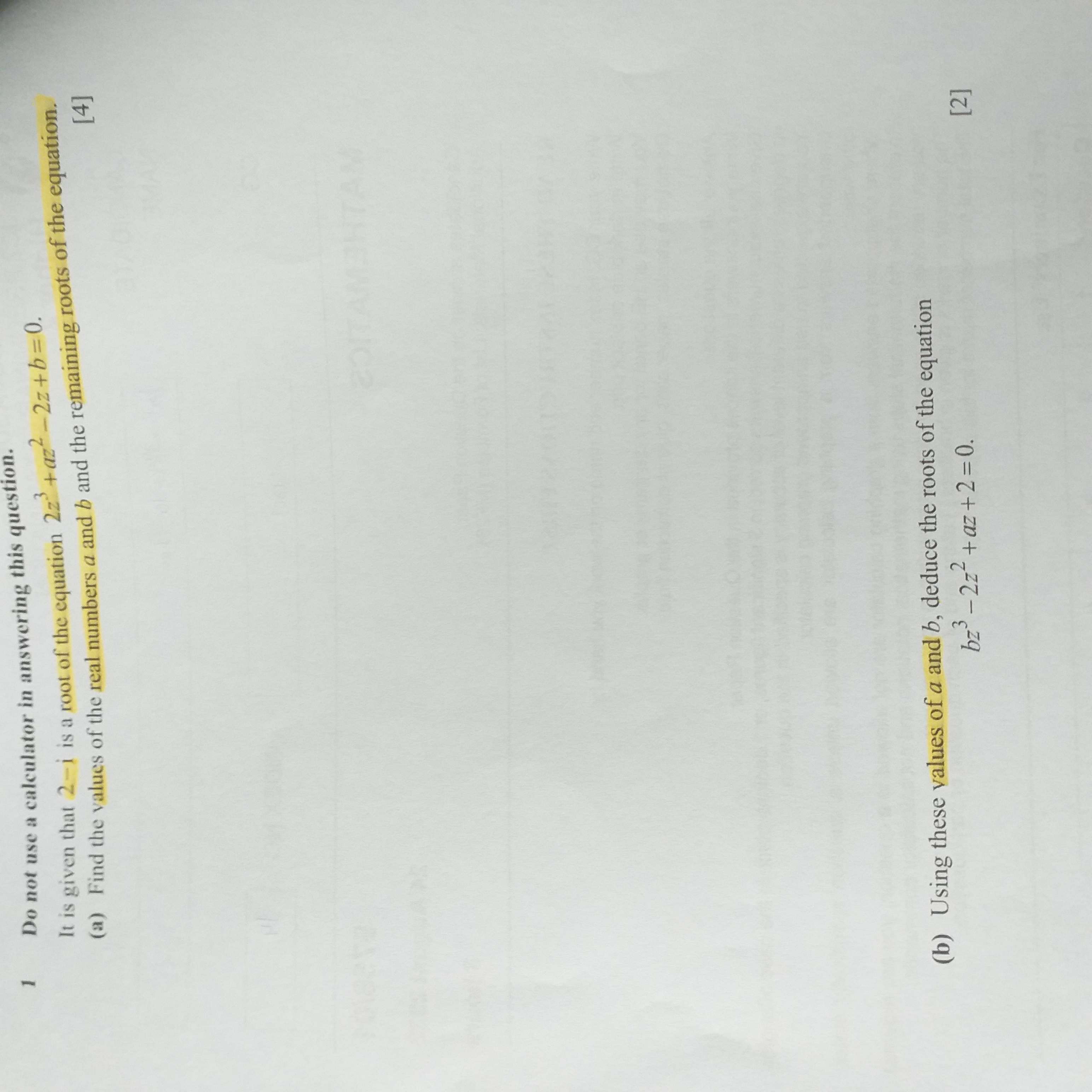  1 Do not use a calculator in answering this question. It