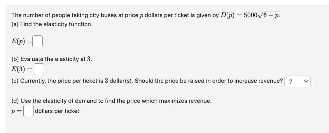 the quantity demanded per week and p is the unit price in