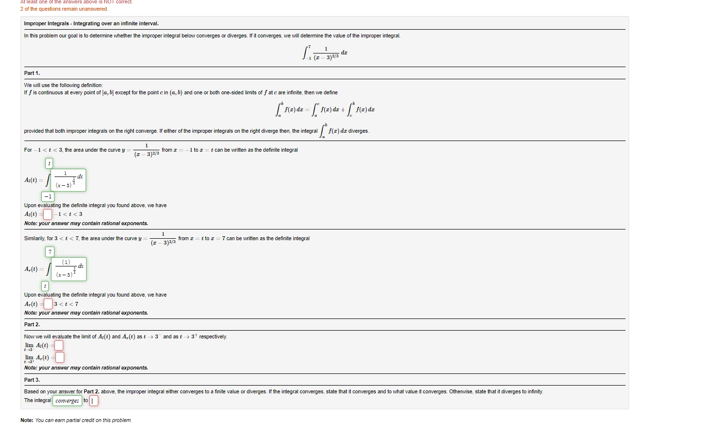 unanswered Improper Integrals - Integrating over an infinite interval. In this problem
