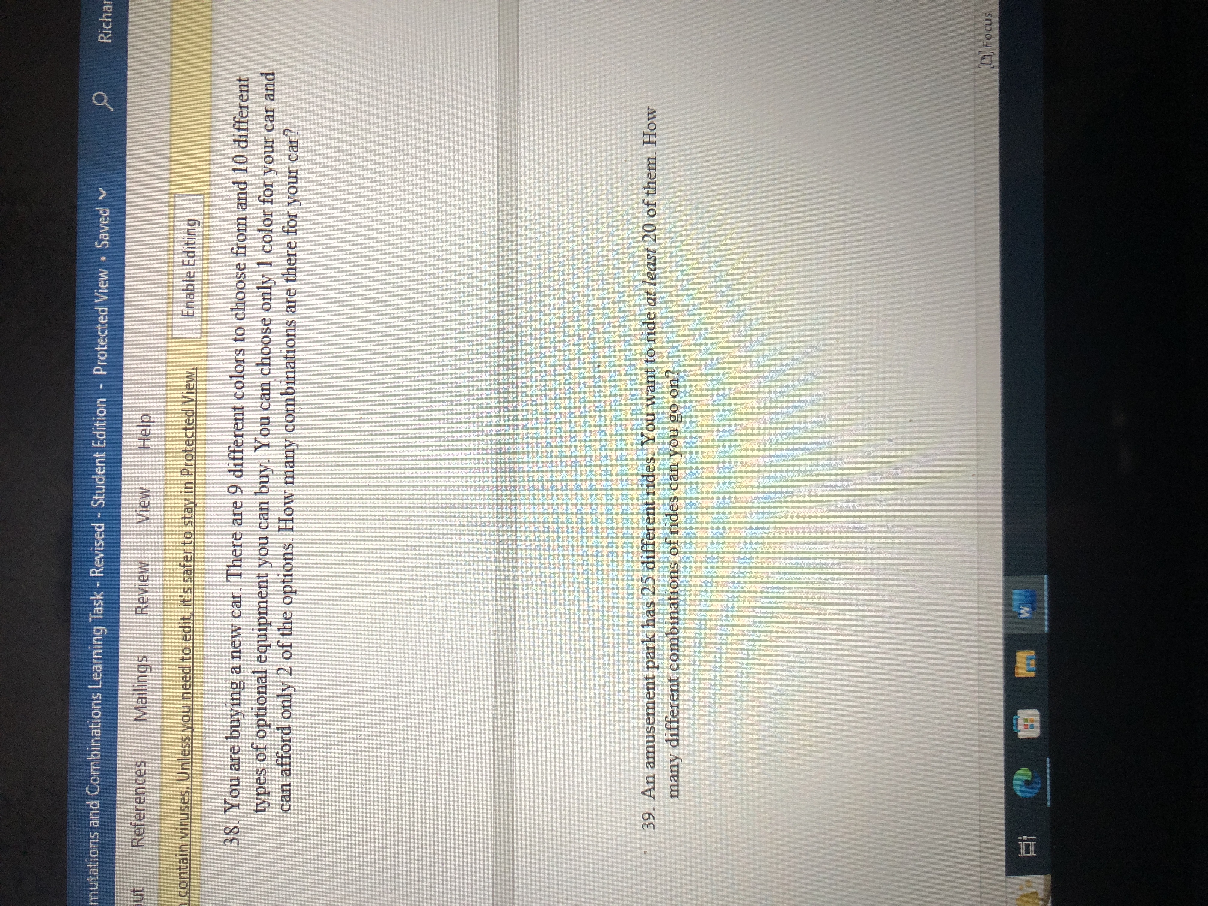 LO References Mailings Review View Help Contain viruses. Unless you need to