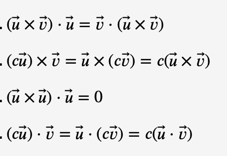 (uxD) . u = v . (uxv) (cu) X v =