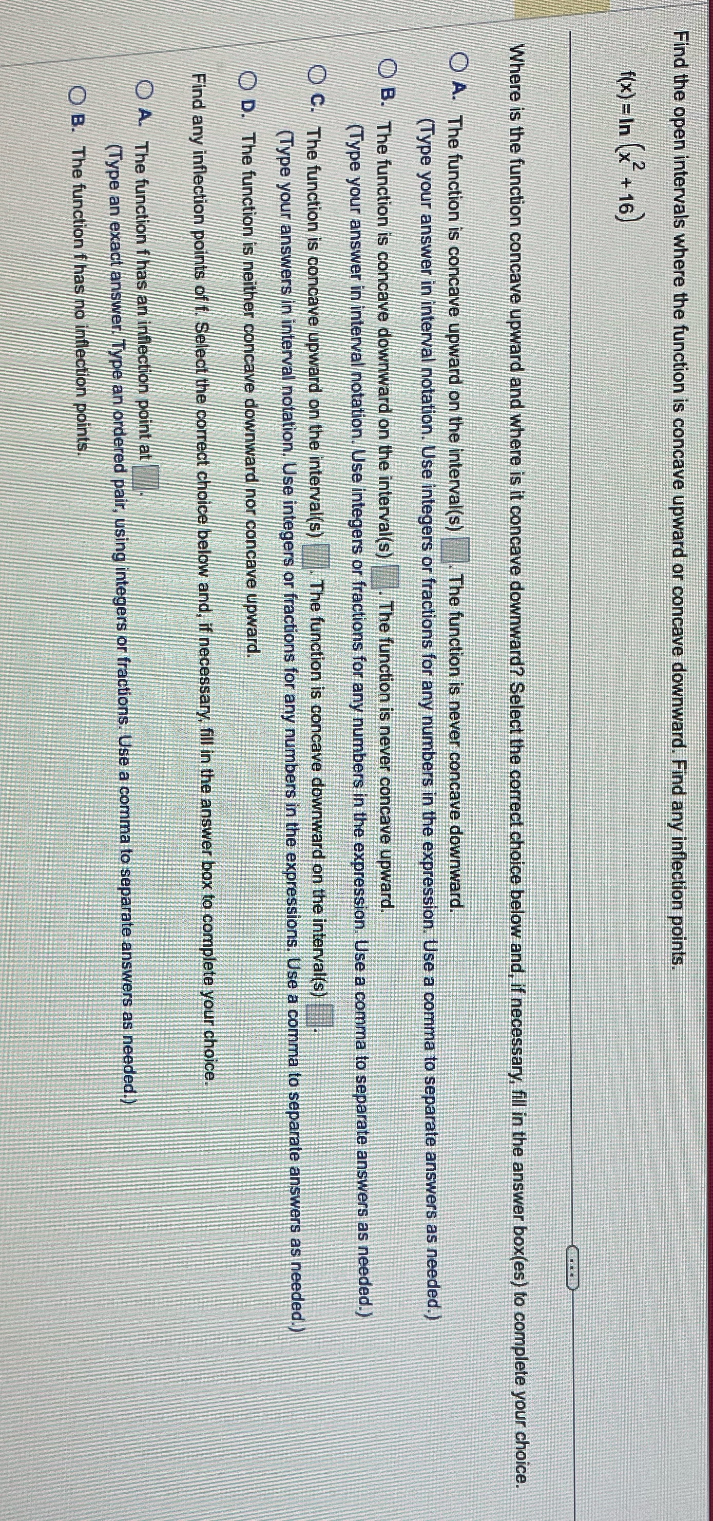 1. Please solve Find the open intervals where the function is concave