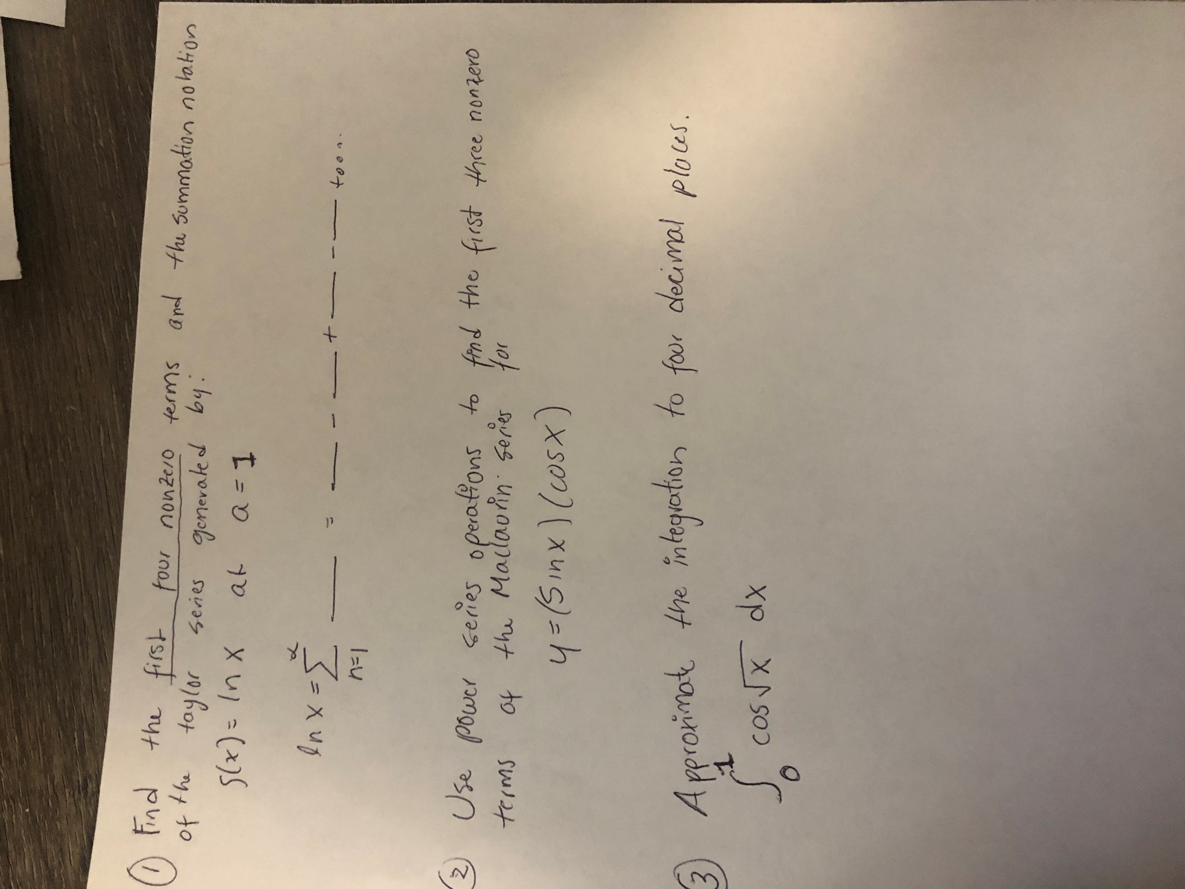  Find the first four nonzero terms and the summation notation of