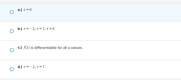 x for which ((x) is not differentiable by using graphical properties. For