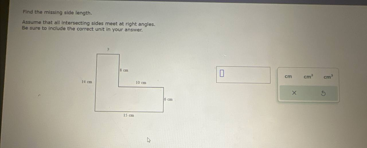 at right angles. Be sure to include the correct unit in your