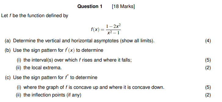  Question 1 [18 Marks] Let f be the function defined by