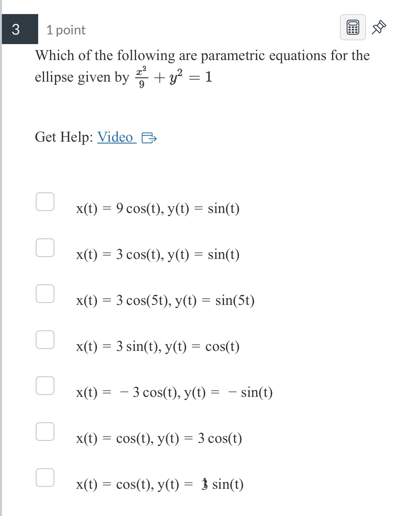 1 x (t) = t', y(t) = +3 + 1 x(t) =