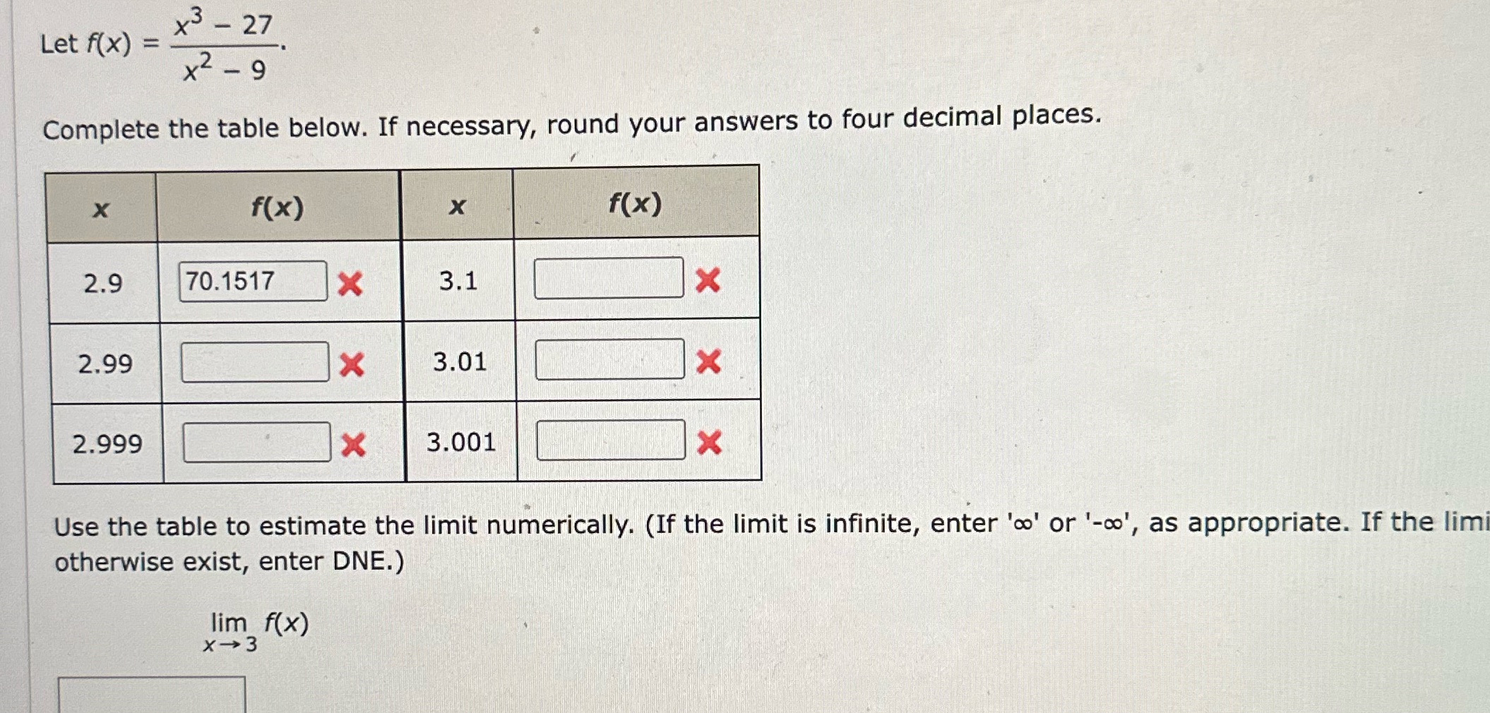 Let f( x) = X - 27 x2 - 9 Complete
