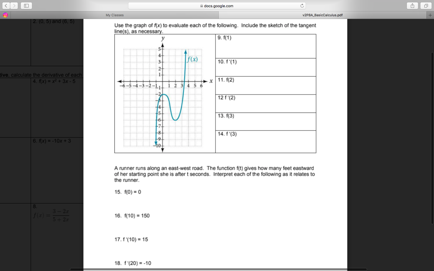 5) Find the average rate of change between the two points. 1.