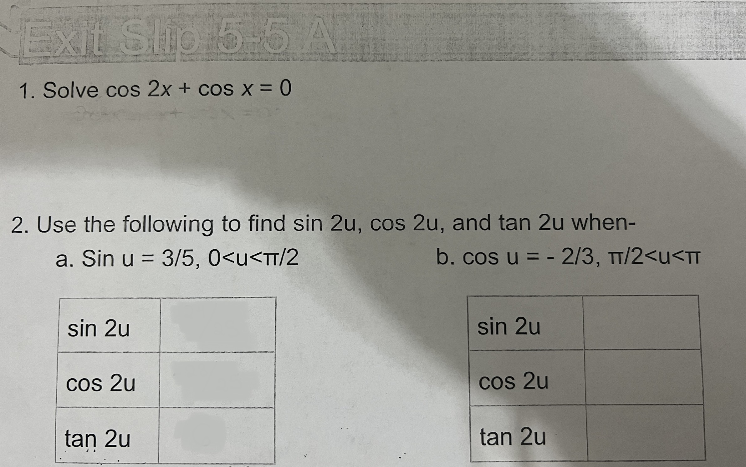 Answer all questions with clear step by step explanation. Exit Ship 5-5
