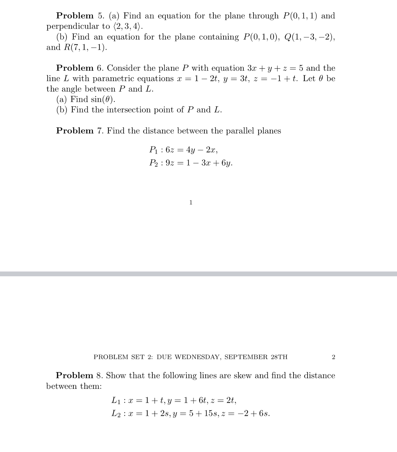 1, 1) and perpendicular to (2, 3, 4) (b) Find an equation