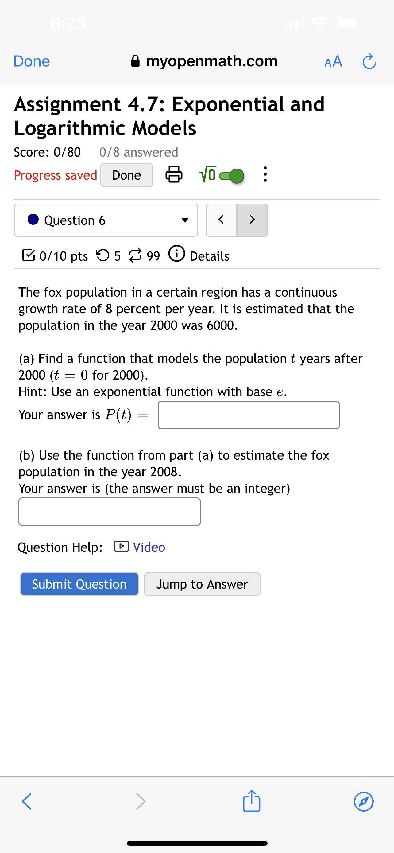  Answer a question please do it Done 6 myopenmath.com AA (3