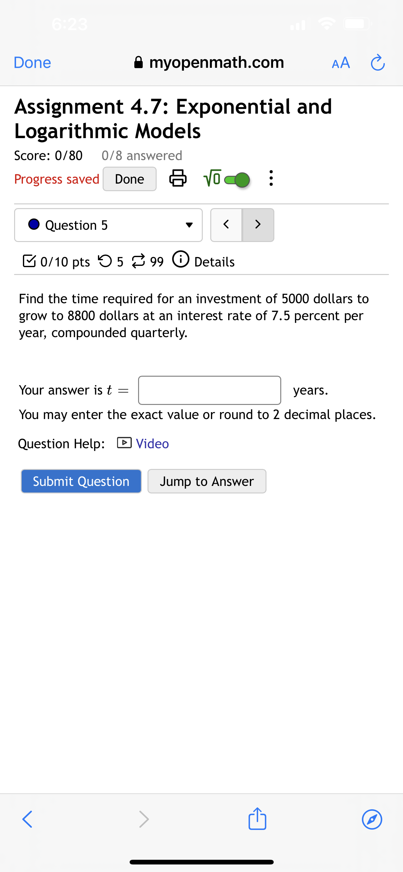 You may enter the exact value or round to 4 decimal places.