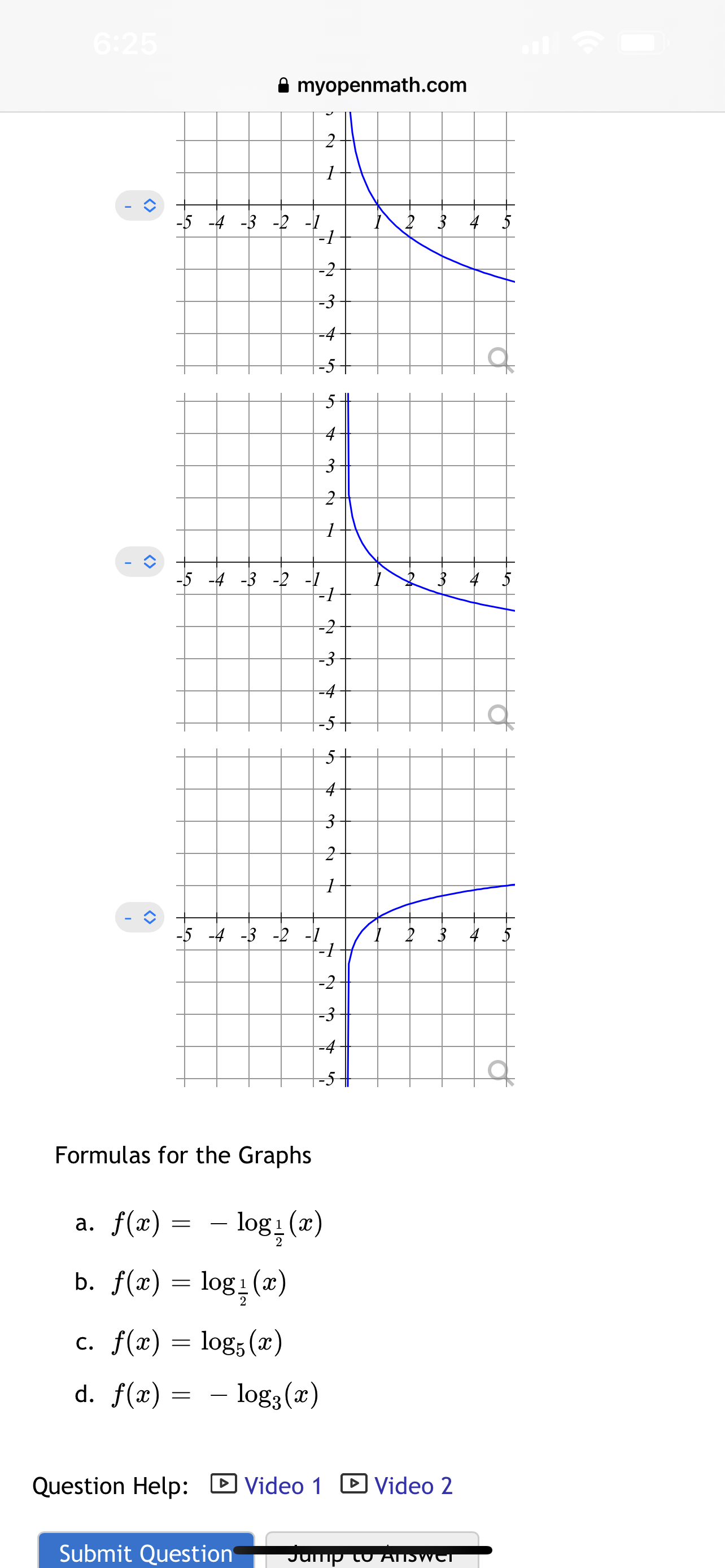 Question Help: E] Video Submit Question Jump to Answer 6:23 Done myopenmath.com
