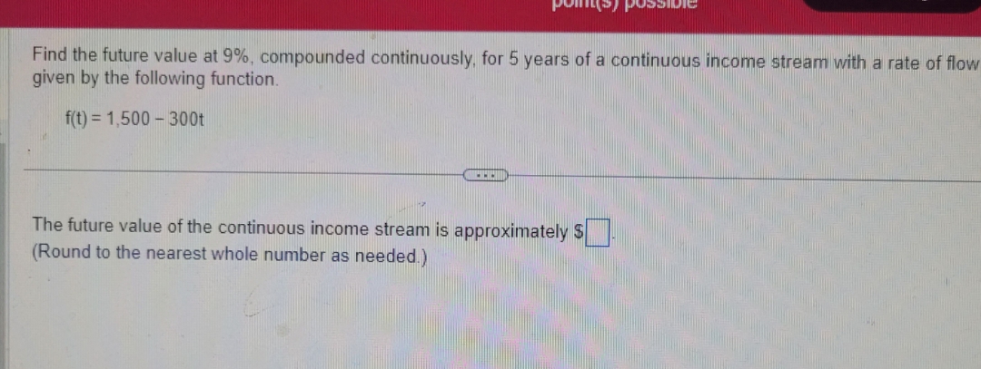 5 years of a continuous income stream with a rate of flow