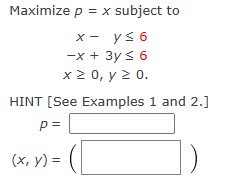 UNBOUNDED if the function is unbounded.) Maximize p = x - 3y