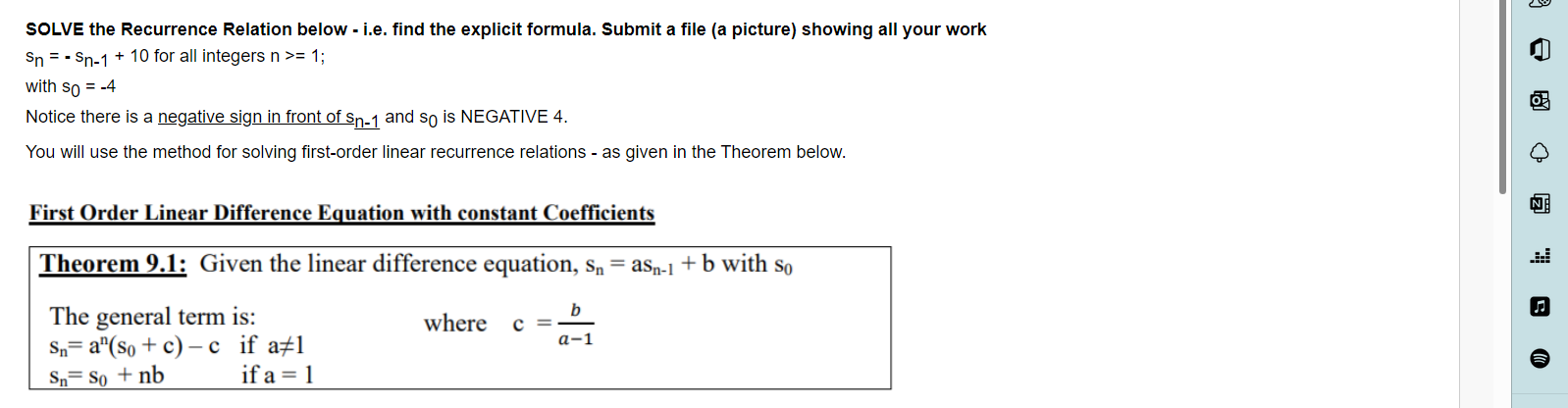  SOLVE the Recurrence Relation below - i.e. find the explicit formula.