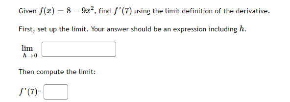 = 3 93:2, find f'fT] using the limit definition of the derivative.
