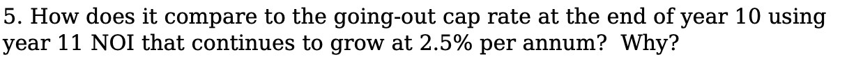 5. How does it compare to the going-out cap rate at