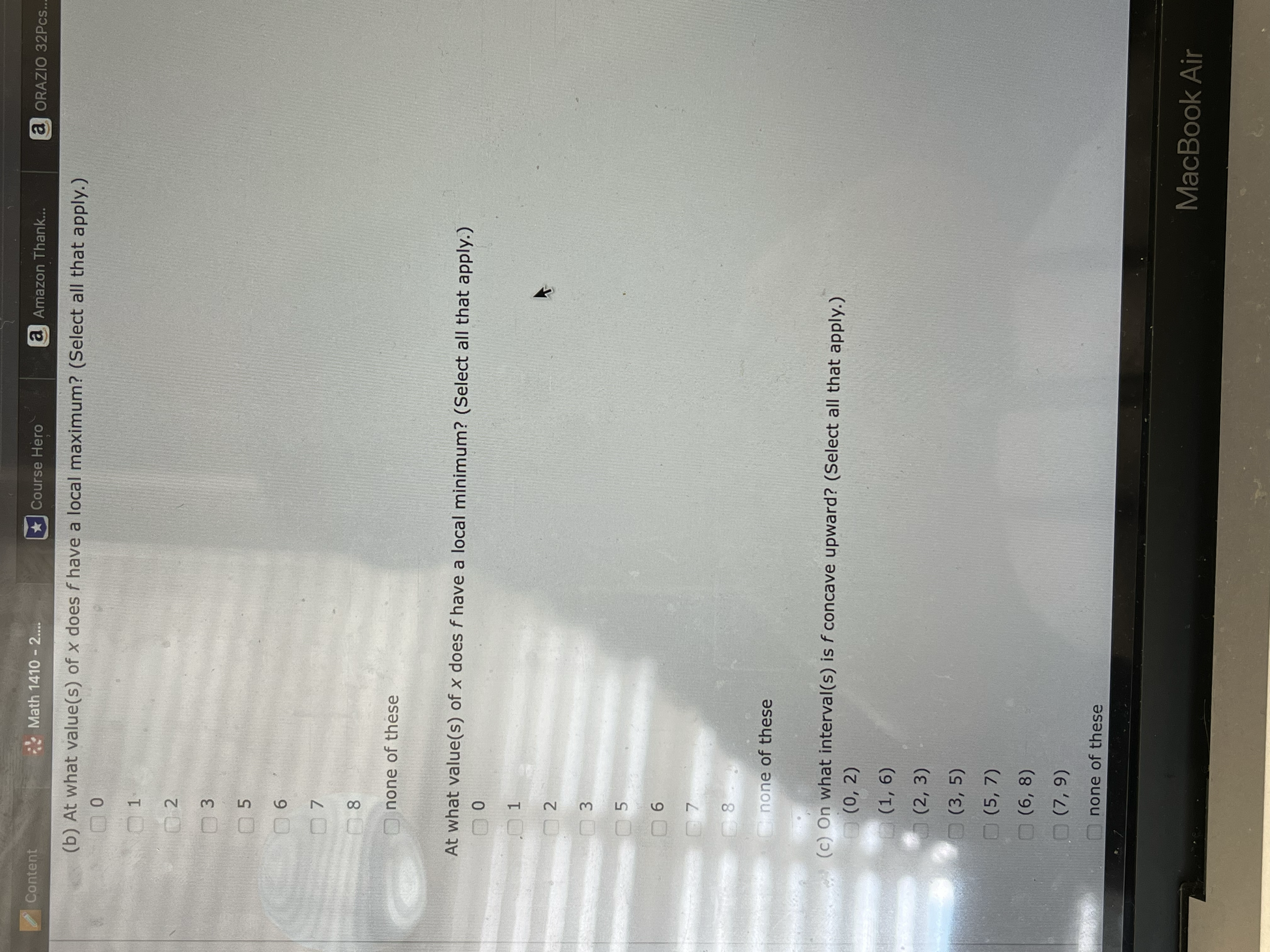 a Amazon Thank.. The graph of the derivative f' of a continuous