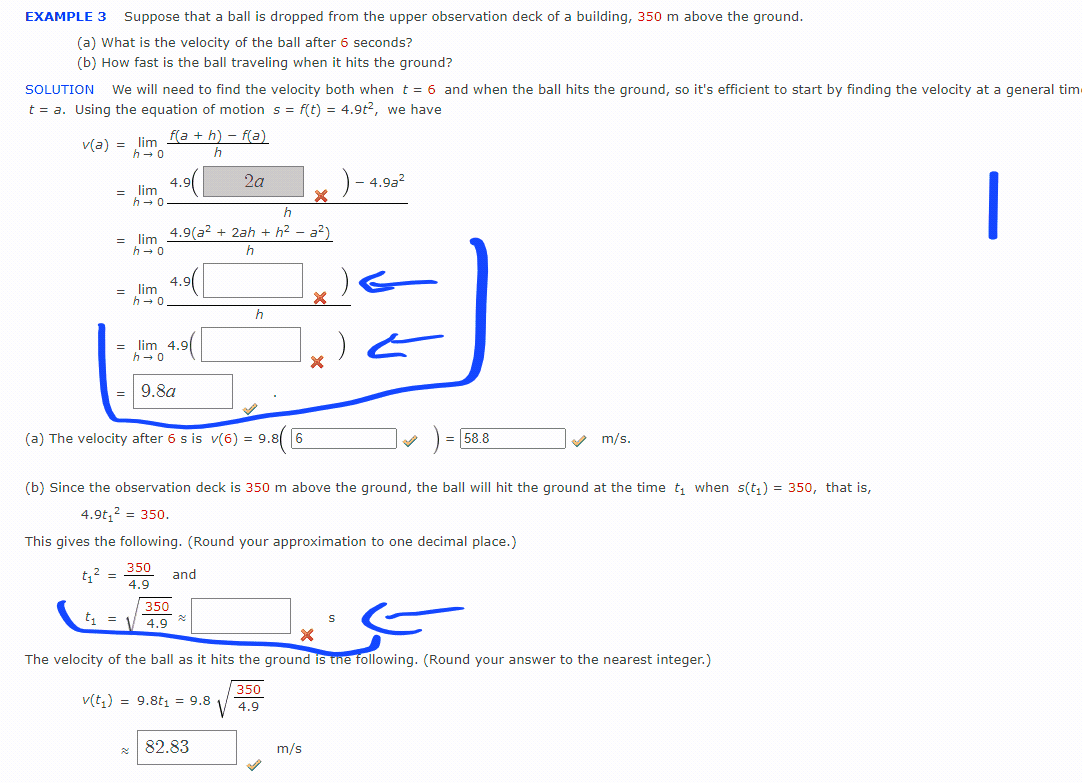 EXAMPLE 3 Suppose that a ball is dropped from the upper