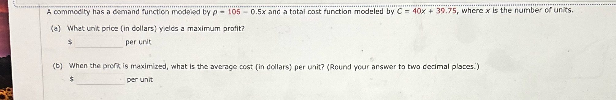  A commodity has a demand function modeled by p = 106