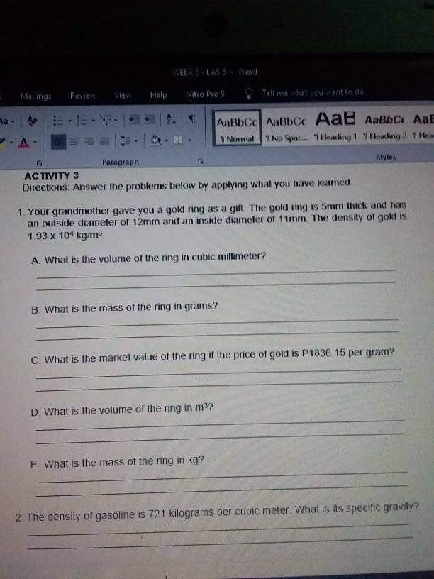 Put formula or solution in it so i can understand, thanks! WEEK