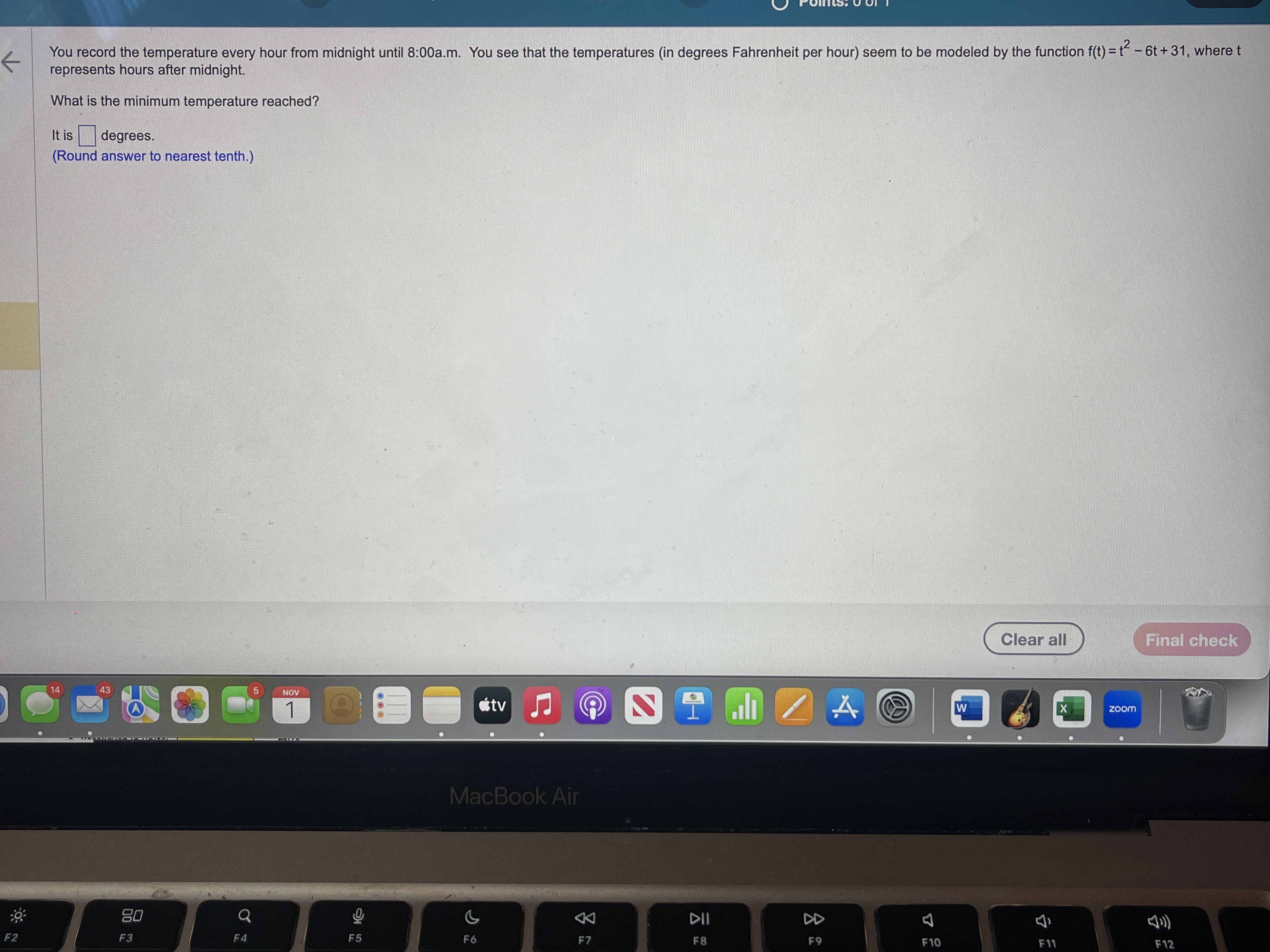  . . 2 You record the temperature every hour from midnight
