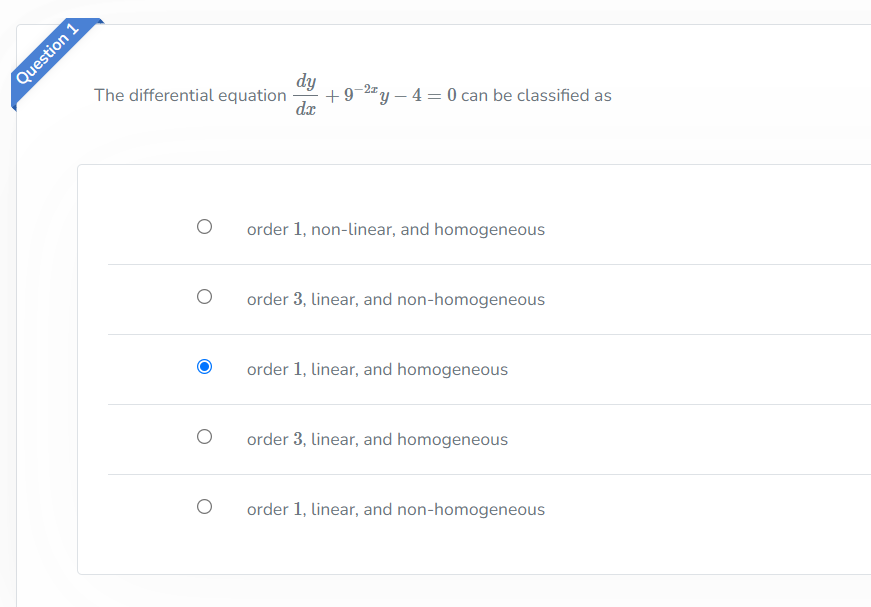  d The differential equation $9. + 9213; 4 = U can