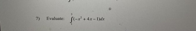 7) Evaluate: + 4x l)dx