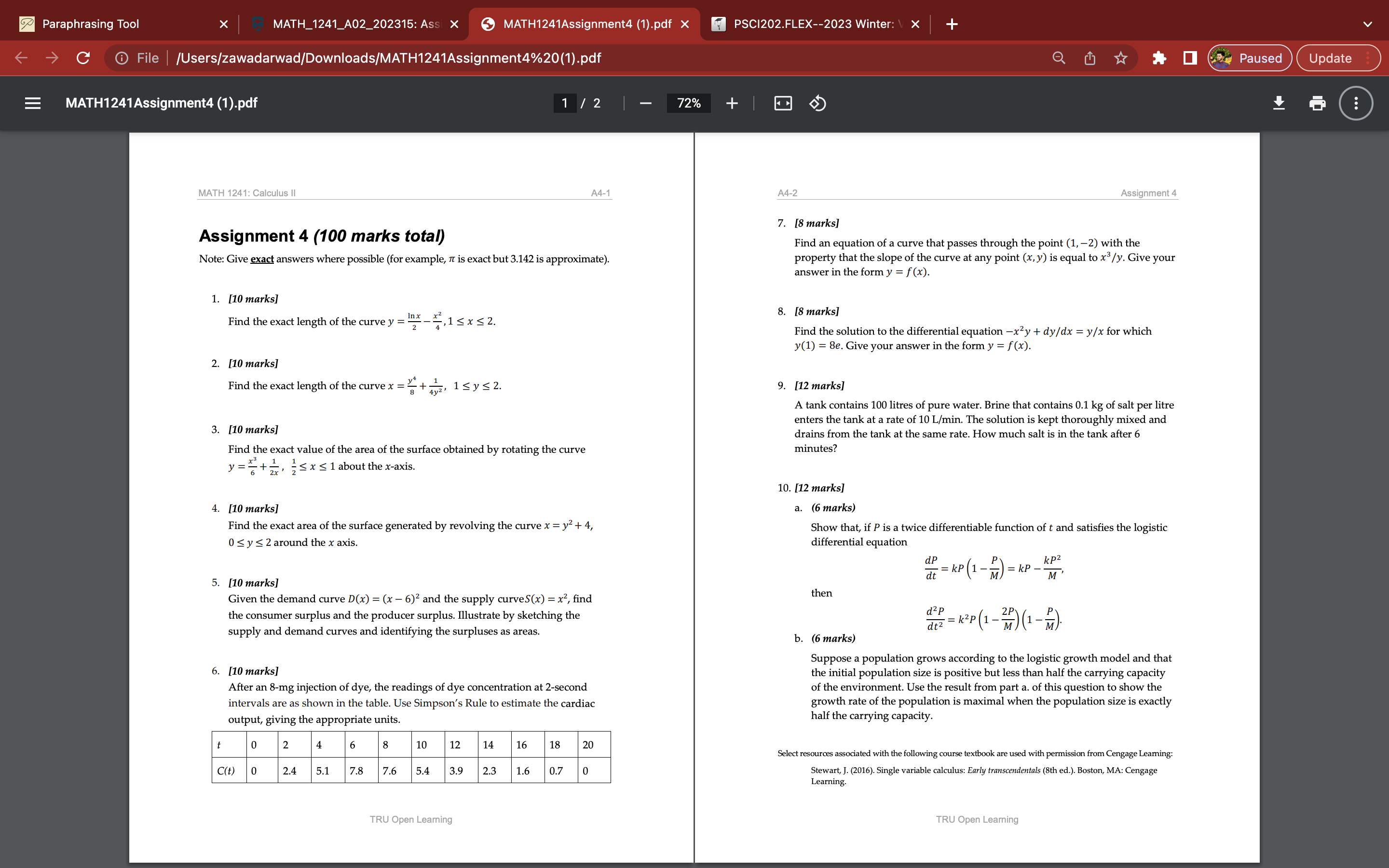X + C G File [Users/zawadarwad/Downloads/MATH1241Assignment4%20(1).pdf MATH1241Assignment4 (1).pdf 1 / 2 +