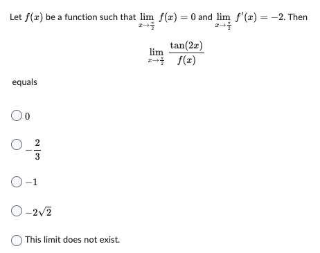  Let f(er) be a function such that lim f(x) = 0