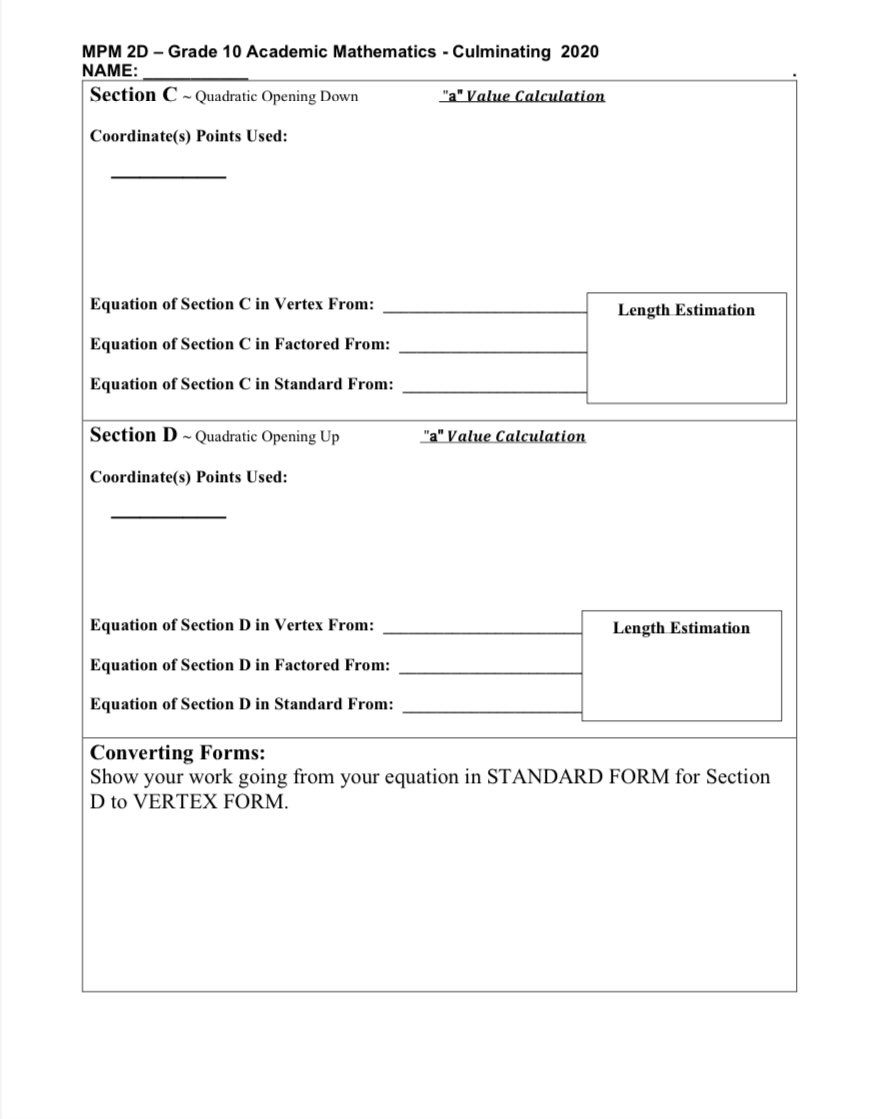 line Slope Calculation y - intercept Calculation Coordinate Points: Length Calculation Equation