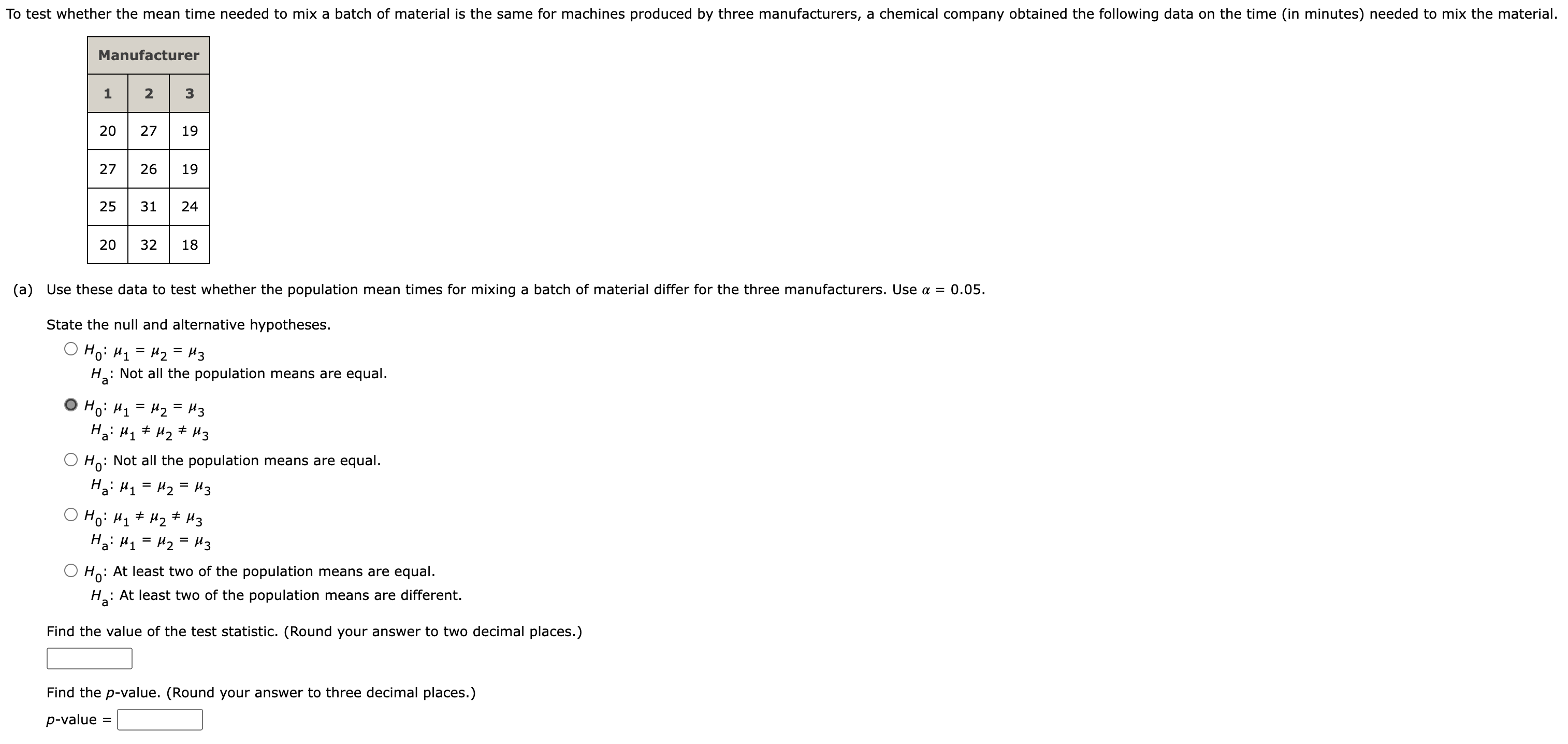  To test whether the mean time needed to mix a batch