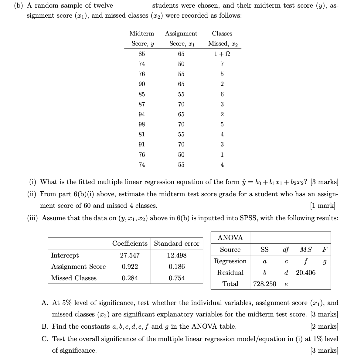 Can anyone please help me answer question B from (I, ii, iii