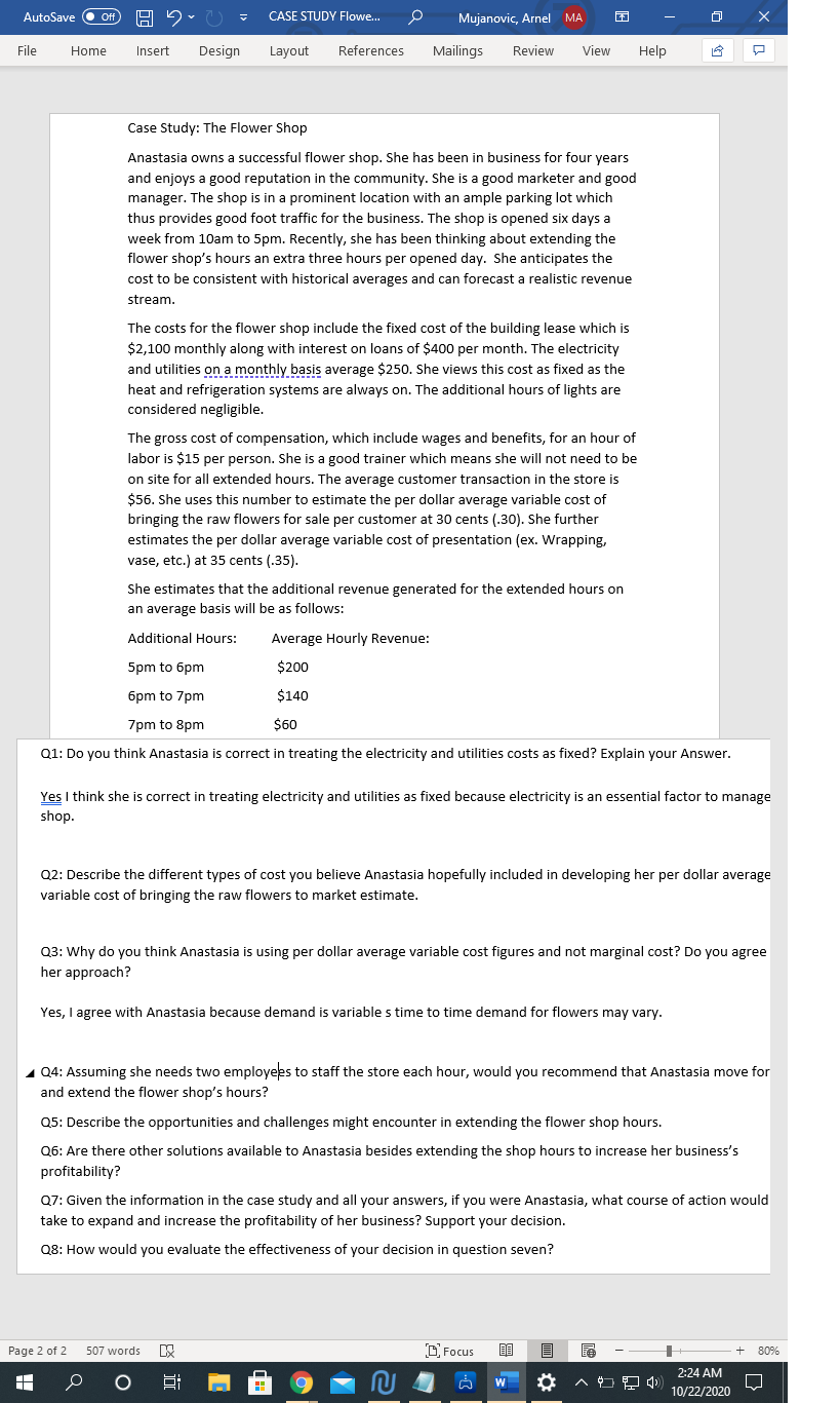  AutoSave O Off K ~ ( ) = CASE STUDY Flowe.