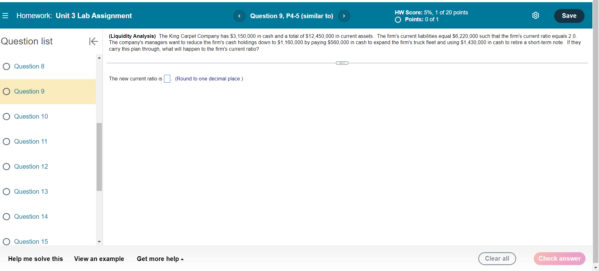  E Homework: Unit 3 Lab Assignment Question 9, P4-5 (similar to)