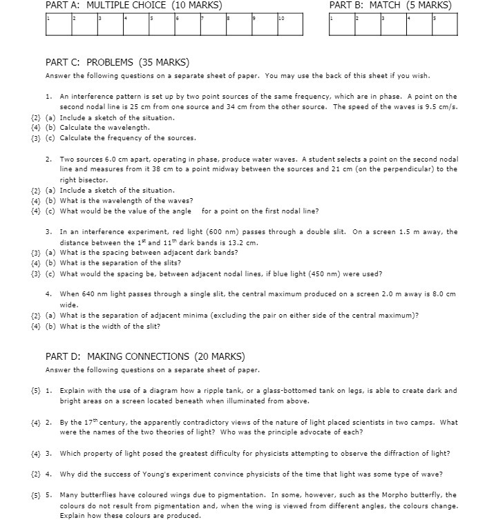 PART C: PROBLEMS (35 MARKS) Answer the following questions on a separate