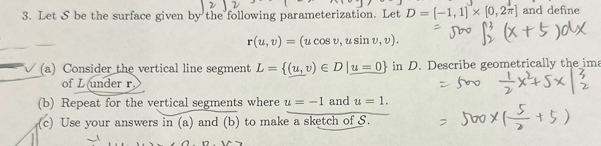  V V 3. Let S be the surface given by the