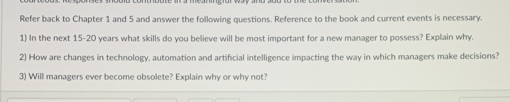 Refer back to Chapter 1 and 5 and answer the following