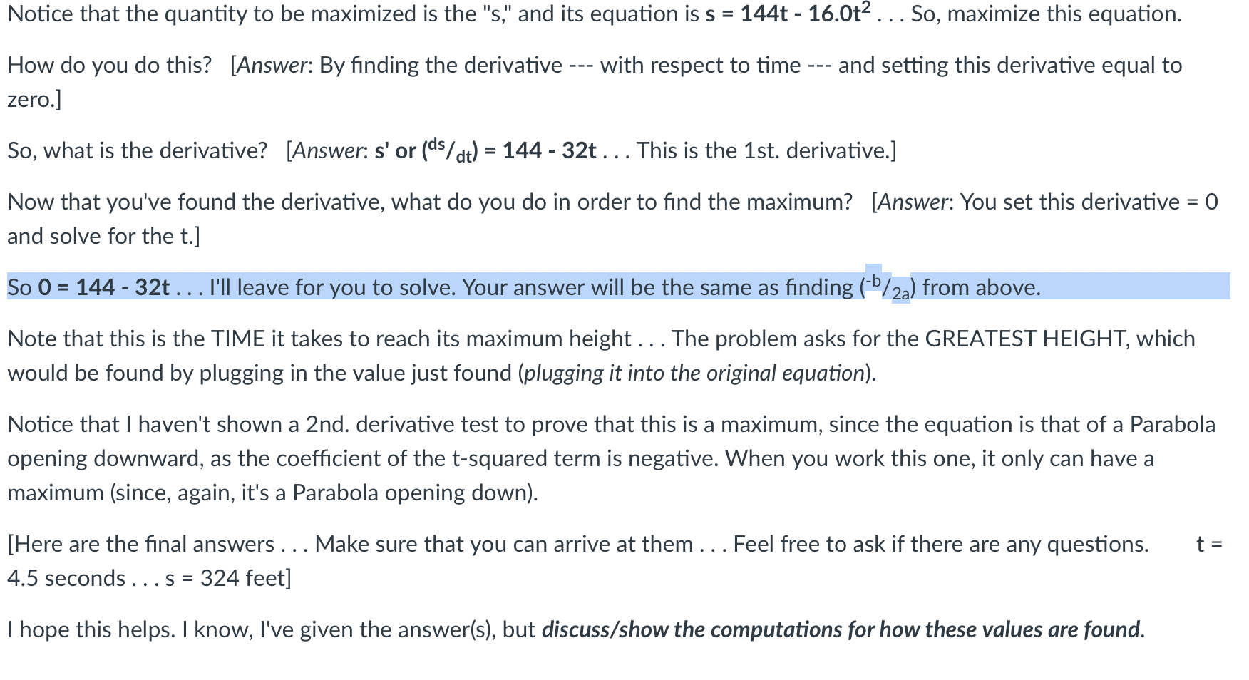Now, let's use Calculus to solve: Notice that the quantity to be