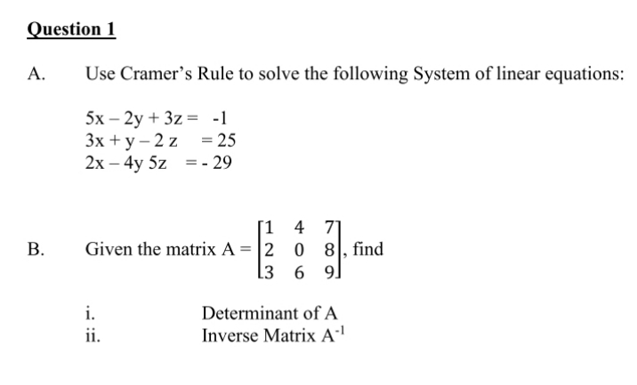 Matrices Notes This is a operations research question. Please take your time