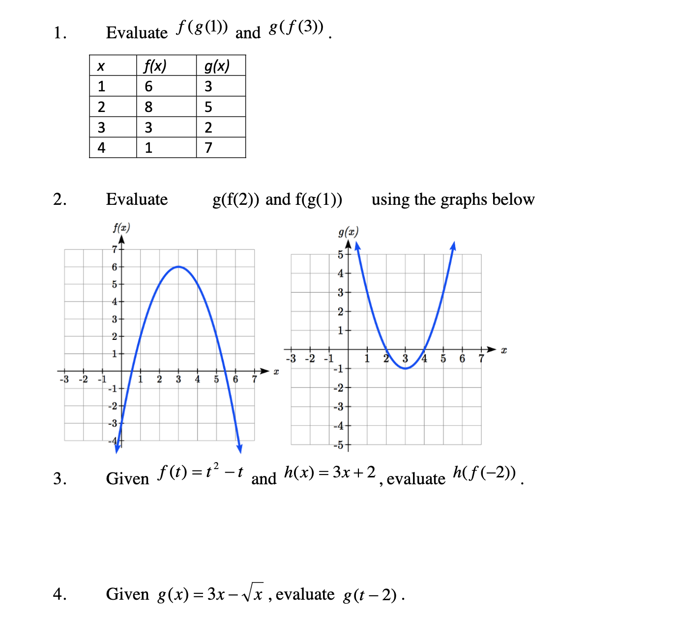 2) . 6. Let f(x) = x' + 3x and g(x) =