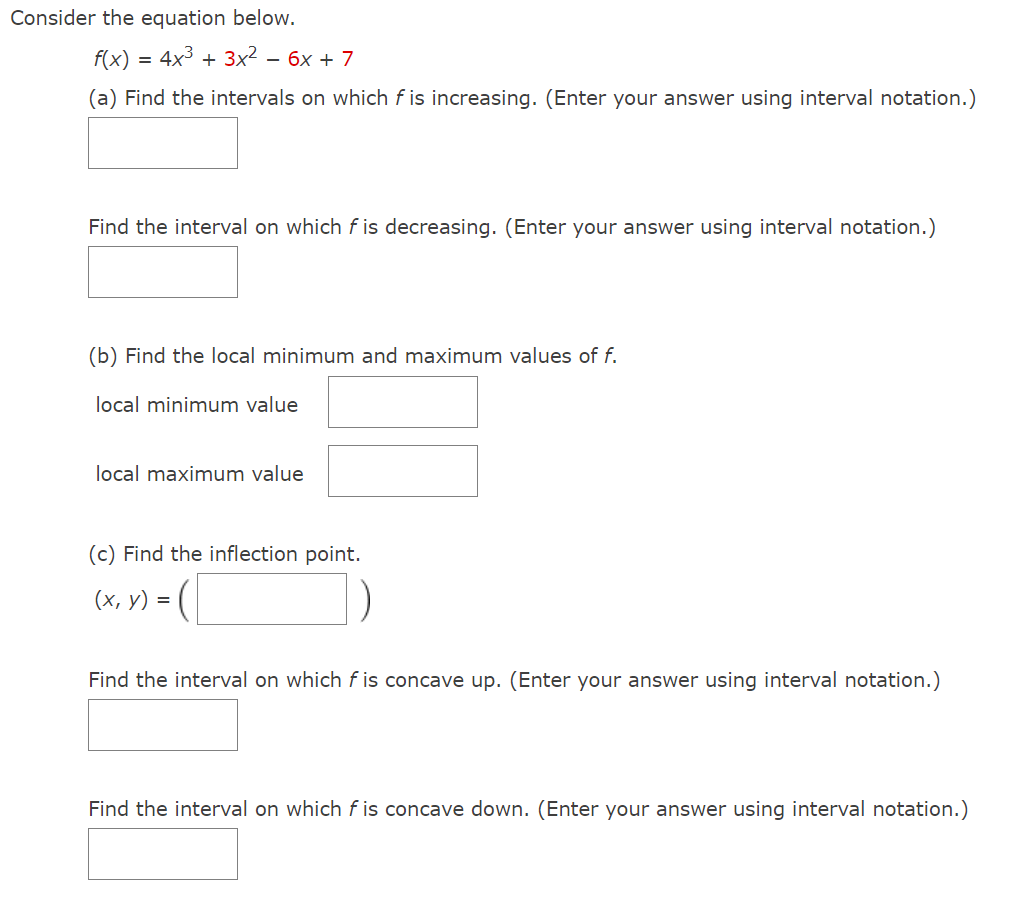 answer in interval notation.) Find the interval on which f is decreasing.