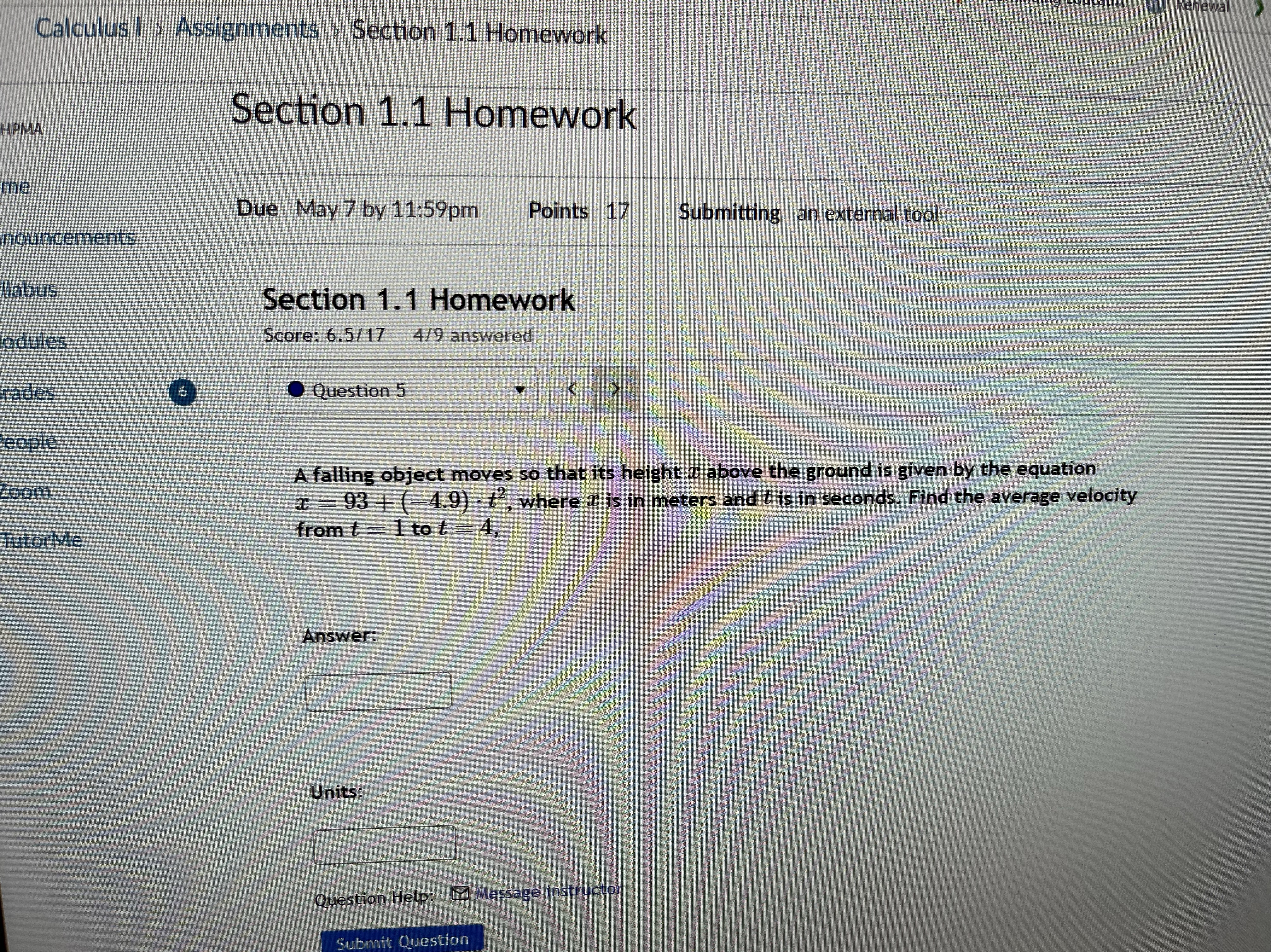  Calculus I Renewal Assignments > Section 1.1 Homework PMA Section 1.1