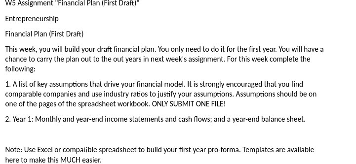 Plan ( First Draft ) This week , you will build your